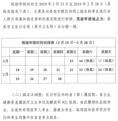 娄底市2019年临床执业医师现场审核